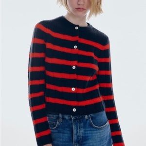 Zara blue and red striped cardigan, size XL